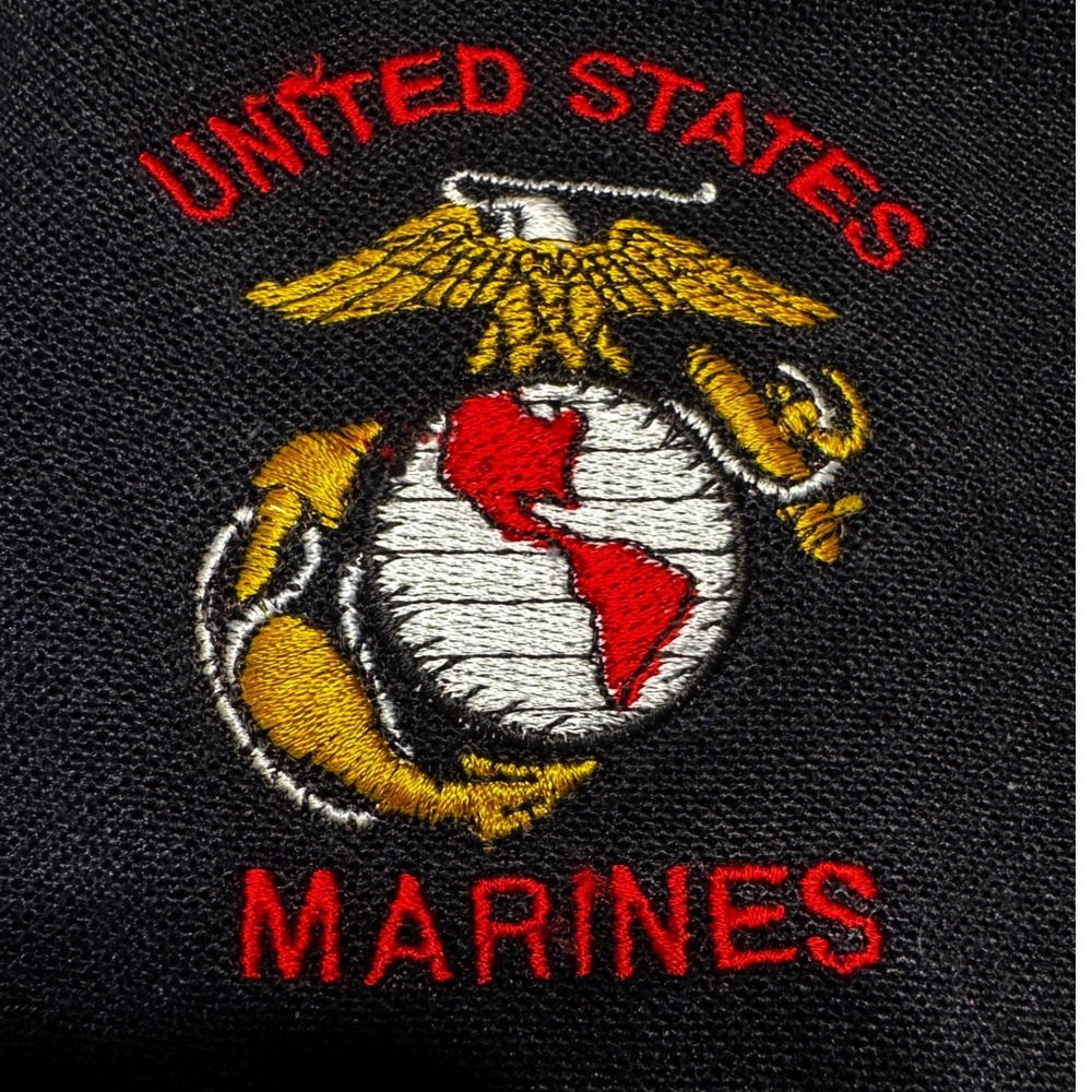 Divots Polo Shirt Men Large Black US Marines DriWay Moisture Wicking Short Sleev - Picture 3 of 8